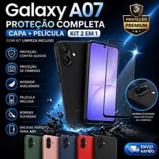 Capinha + Película Galaxy A07 4G\5G Capa Aveludada Anti Impacto Samsung Proteção Premium
