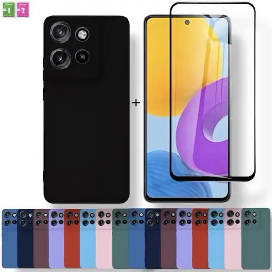 Kit Capinha + Película Moto G15 Anti Impacto Capa Motorola Proteção Premium Aveludada