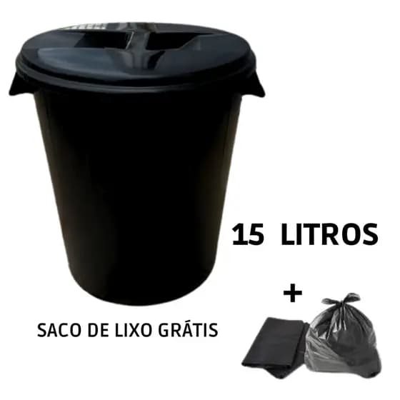 Cesto Lixeira para cozinha e banheiro com tampa fechada 15 litro