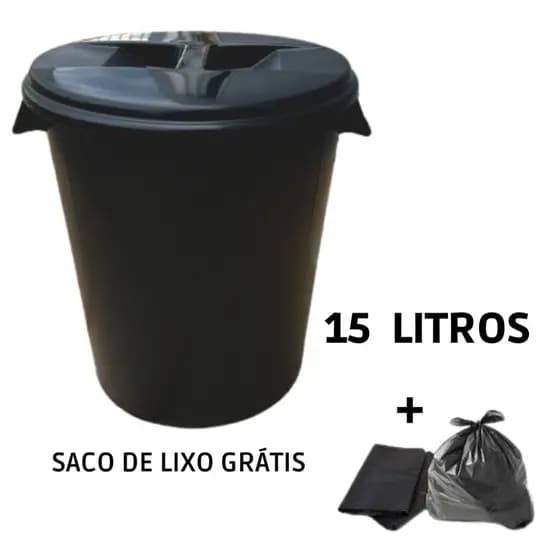 Cesto Lixeira para cozinha e banheiro com tampa fechada 15 litros