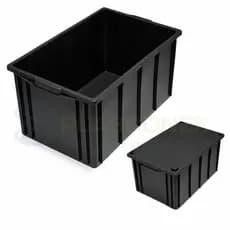 Caixa Plástica 130L Organizadora Reforçada Container C/ Tampa Preto ou Branco  - Plasconex