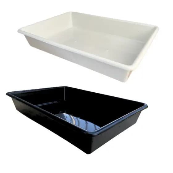 2X Bandeja plástica retangular branca ou preto - 44x30x7,5cm - Plasconex