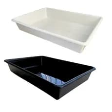 2X Bandeja plástica retangular branca ou preto - 44x30x7,5cm - Plasconex