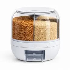 Dispenser Giratório Organizador Alimentos 6 Divisões Porta Cereais Grãos 360°