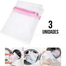 Kit 3 Sacos Lava Roupas na Maquina Rede Protetora Máquina 50x60cm