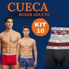 Kit com 10 Cuecas Box Boxer Microfibra Masculino Adulto Reforçada e Resistente Atacado
