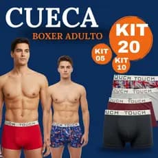 Kit 20, 10, 8 e 5 Cuecas Box Boxer P, M, G e GG Microfibra Premium Macia Forro Reforçada Adulto