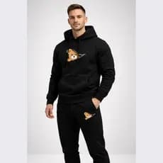 Kit Calça com Blusa de Moletom Conjunto Masculino Outono Inverno Urso Fofo Promoção