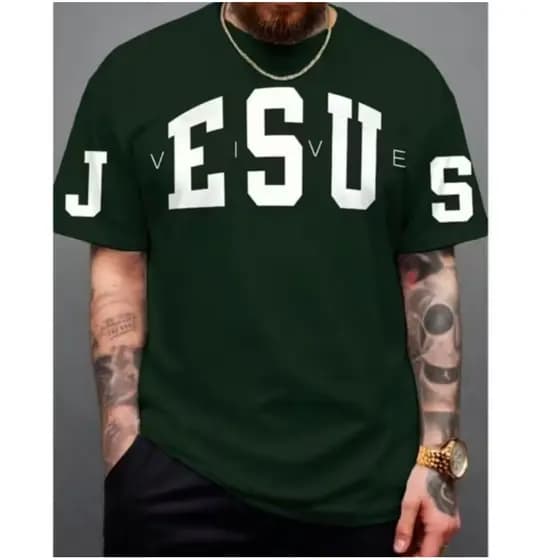 Camiseta algodão moda evangélica Jesus masculina malha premium
