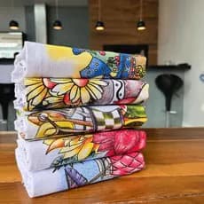 Kit 20 Pano De Prato Branco Liso Estampado 44X68 Louça e Cozinha 100% algodão alta absorção