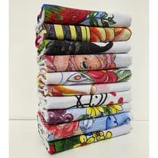 Kit 50 Pano de Prato Branco Estampado Com Bainha 44X68 cozinha e louça 100% algodão alta absorção
