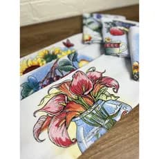 Kit  Pano de Prato Branco Estampado 42x65cm 8 Trama 100% Algodão com bainha Alta Absorção Macio