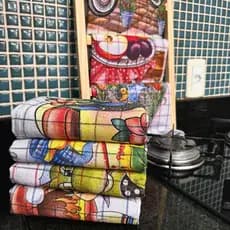 Kit Pano de Prato Listrado 9 Tramas 44x68 cm  Kit 3 / 5 / 10 / 15 Uni  Alta Absorção e Durabilidade