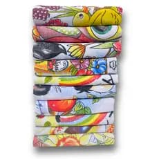 Kit 5 Pano de Prato Branco Estampado 10 Trama Grosso 52X68 Grande 100% Algodão Louça e Cozinha