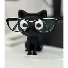 Suporte de descanso para óculos em formato de Gato Decorativo - Com textura e olhos personalizados