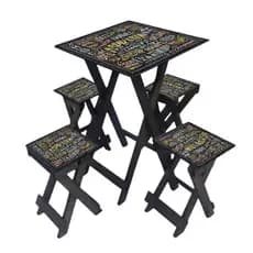 Mesa Rústica com Bancos para Varanda  Quadrada, Impermeável,  Versátil e Dobravel