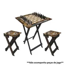 Jogo Mesinha Quadrada Dobrável bancos Jogo Xadrez Damas Medieval Tabuleiro