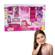 Kit Casinha de Brinquedo com Acessórios para Casa da Nina com 12 Unidades p/ Meninas