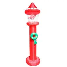 Poste Natalino Inflável Gigante 2,75M Com Guirlanda Papai Noel Neve Artificial de Jardim Feliz Natal