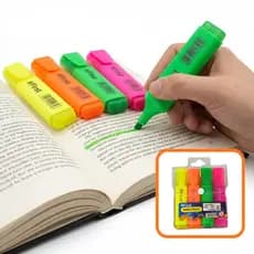 Kit Marcador de Texto Marca Texto Estojo 4 Cores Neon da First Caneta Escolar