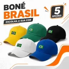 Boné Bandeira do Brasil Bordado Premium Alta Qualidade 5 Cores Ajustável