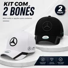 Kit 2 Bonés Mercedes AMG Petronas Aba Curva Ajustável Unissex Estilo Esportivo