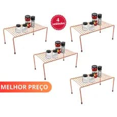 Kit Organizador Armário Cozinha Prateleira Aramado Media 4 un 32cm Rose