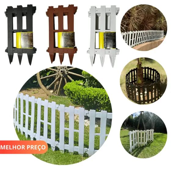 Cercado Cercadinho de Jardim Tipo Madeira 50cm De Altura Estilo Ingles