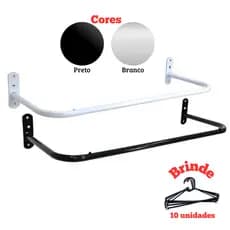 Kit Arara de Parede + Cabide, até 1.20 m Branca ou Preta