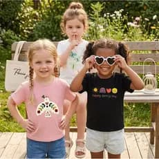 Kit 3 Camiseta Infantil Básica Verão Borboleta Pássaro Sorriso Minimalista Lançamento 100% Algodão