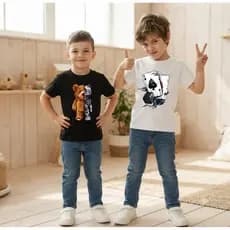 Kit 2 Camisetas Infantil Urso Robo Baralho Cartas Estampada Meninos 100% Algodão Calor Tendência