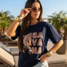 Camiseta Savana Onça, Plus Size, Moda Street, Casual, Tendêncial Animal Print 100% Algodão