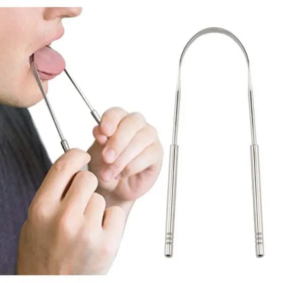10 Unidade Dourado/Prateado Limpador De Língua Raspador Oral De Aço Inox Higiene Bucal Raspador Para Cuidados Oral