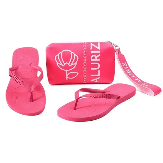 Kit Rasteirinha Chinelo Feminino + Bolsa Necessaire Bag Aluriz