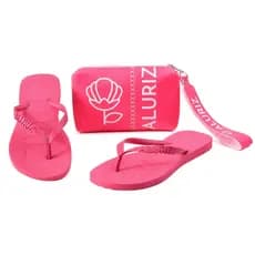 Kit Rasteirinha Chinelo Feminino + Bolsa Necessaire Bag Aluriz