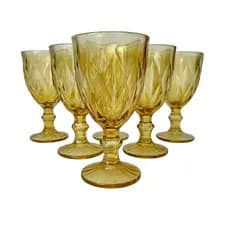 Jogo 6 Taças Diamante Amber Dourado Vidro 340ml Mesa Posta