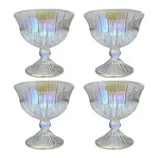 04 Taças Sobremesa Furta-cor 200ml Vidro Sorvete Mesa Posta