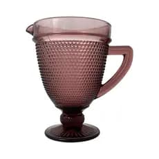 Jarra Vidro Alça Relevo Bolinhas Rosa Queimado Servir 1150ml