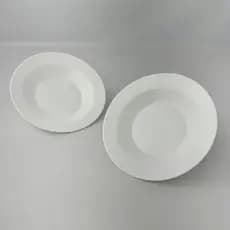 02 Pratos Fundos de Sobremesa Vidro Opalino Branco Brilhante Mesa Posta 20cm