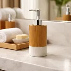 Dispenser Sabonete Líquido Bambu Minimalista Banheiro Lavabo