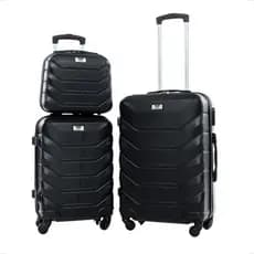 Kit Malas De Viagem Bordo Anac 10kg + 23kg + Frasqueira Abs Rodinhas 360° Cadeado Rodinhas Removível