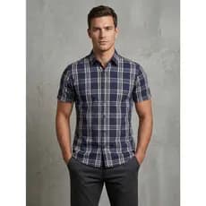 Camisa Social Masculina Xadrez Madras – Manga Curta 100% Algodão Festa Junina