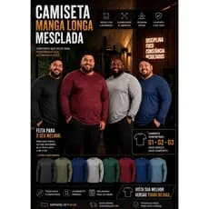 Kit 3 Camisetas PLUS SIZE MESCLA. G1 ao G3. Uso casual e esportivo.