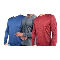 Kit 3 Camisetas  MANGA LONGA MESCLA 1 LISA. P ao G3. Uso casual e esportivo.