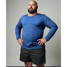 Camiseta MANGA LONGA PLUS SIZE MESCLA, G1 ao G3, unissex. Uso casual e esportivo.