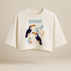 Cropped Feminino Oversized DTF Estiloso Moda branco estampado