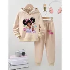 Conjunto de moletom infantil menina algodão premium quentinho confortável