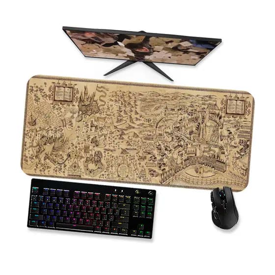 Mouse Pad Gamer Grande  Harry Potter Mapa do Mundo 1  90x40 80x40 60x40 70x30 45x40