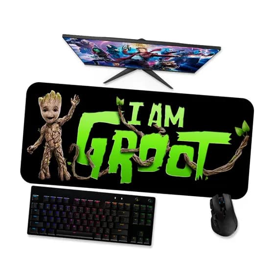 Mouse Pad Gamer Grande GUARDIÕES DA GALAXIA  BABY GROOT 2 90x40 80x40 60x40 70x30 45x40