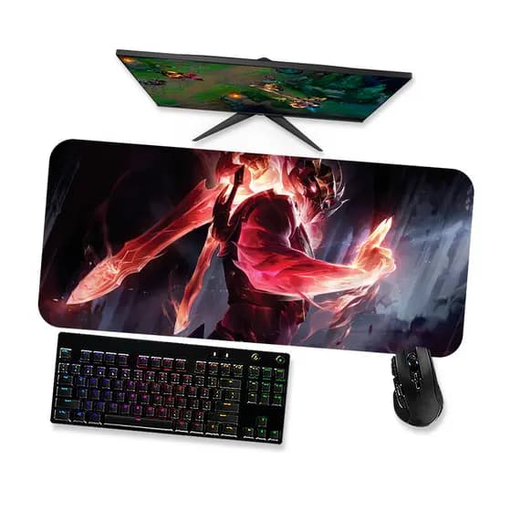 Mouse Pad Gamer Grande  LoL SHEN GUARDIÃO DAS CINZAS 1  90x40 80x40 60x40 70x30 45x40